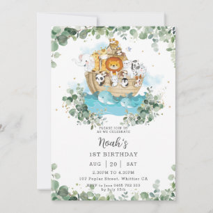 Greenery Noahs neutrale Geburtstagspartei für das  Einladung