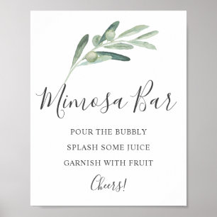 Greenery Olive Mimosa Bar Poster