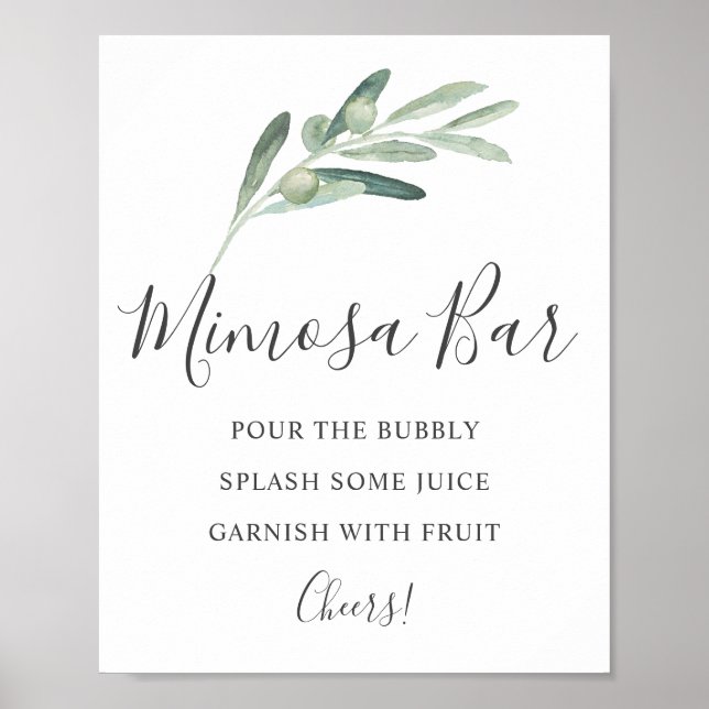 Greenery Olive Mimosa Bar Poster (Vorne)