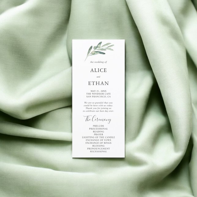 Greenery Olive Wedding Programm (Von Creator hochgeladen)
