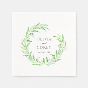 Greenery Open Laurel Wreath Wedding Serviette