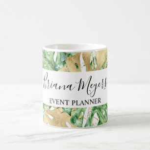 Greenery Palm Blätter Gold White Tropical Kaffeetasse