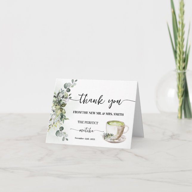Greenery Perfect Matcha Thank You Card Folded Dankeskarte (Vorderseite)
