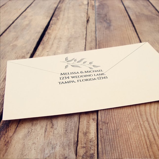 Greenery Permastempel (Elegant return address stamp with botanical leaves greenery and foliage. )