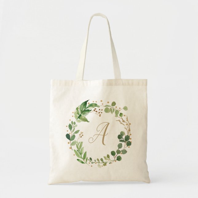 Greenery Personalisiert Monogram Tote Bag Tragetasche (Vorne)