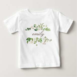 Greenery Personalisiert Name Baby T-shirt