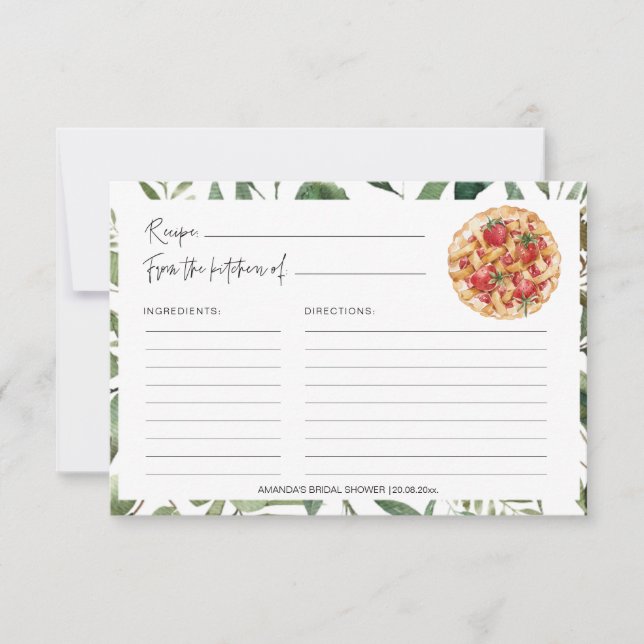 Greenery Pie Kitchen Brautparty Recipe Cards (Vorderseite)