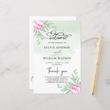 Greenery Pink Blume Gold Moderne Hochzeitsfeier