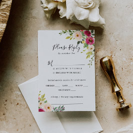 Greenery Pink Floral Wedding Menü UAWG RSVP Karte