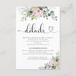 Greenery Pink Rose Hochzeitkarte Begleitkarte