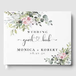 Greenery Pink Rose Wedding Gästebuch