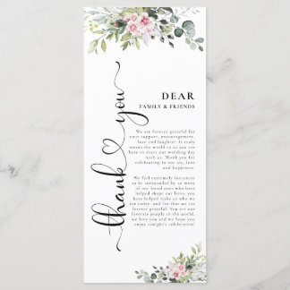 Greenery Pink Rose Wedding Menu Menükarte