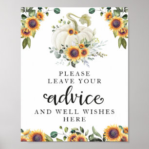 Greenery Pumpkin Baby Shower Advice Schild