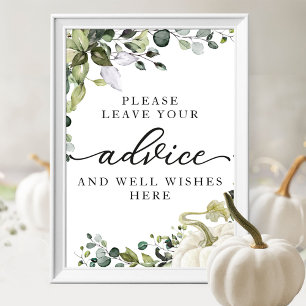 Greenery Pumpkin Baby Shower Advice Schild