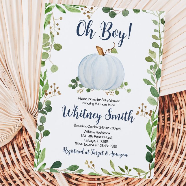 Greenery Pumpkin Baby Shower Einladung (Von Creator hochgeladen)