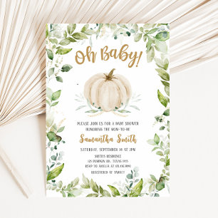 Greenery Pumpkin Baby Shower Einladung