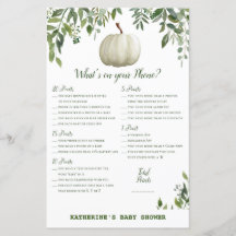 Greenery Pumpkin Baby Shower Game PRINTED
