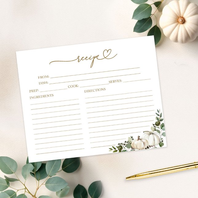 Greenery Pumpkin Brautparty Rezept Cards (Von Creator hochgeladen)