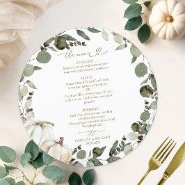 Greenery Pumpkin Circle Wedding Menu Card Einladung