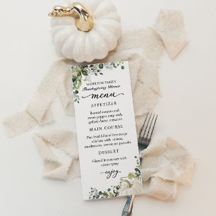 Greenery Pumpkin Erntedank Dinner Menu Card Menükarte