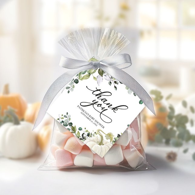 Greenery Pumpkin Fall Baby Shower Geschenkanhänger (Von Creator hochgeladen)