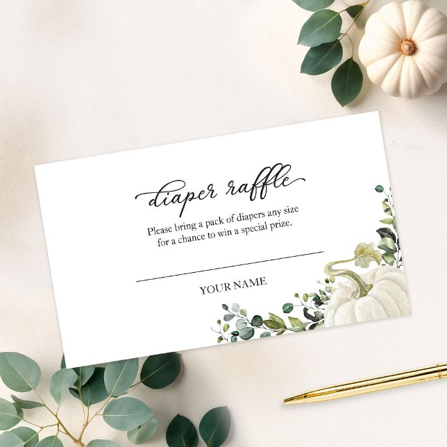 Greenery Pumpkin Fall Babydusche Windelwindeln Begleitkarte (Von Creator hochgeladen)