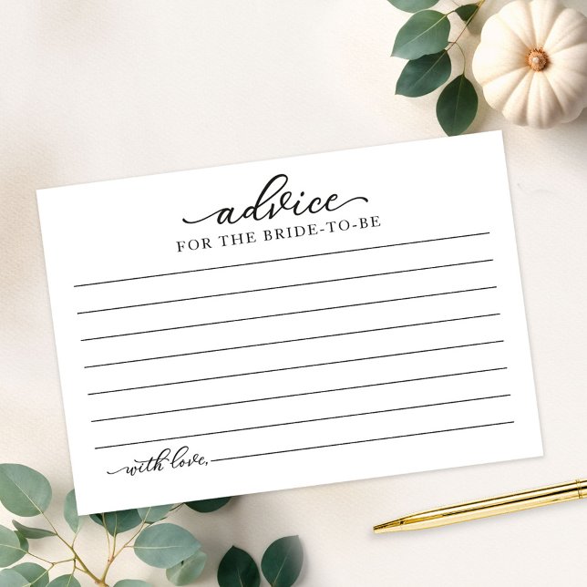 Greenery Pumpkin Fall Brautparty Advice Cards Einladung (Von Creator hochgeladen)