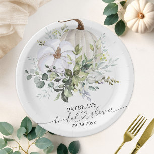 Greenery Pumpkin Fall Brautparty Pappteller