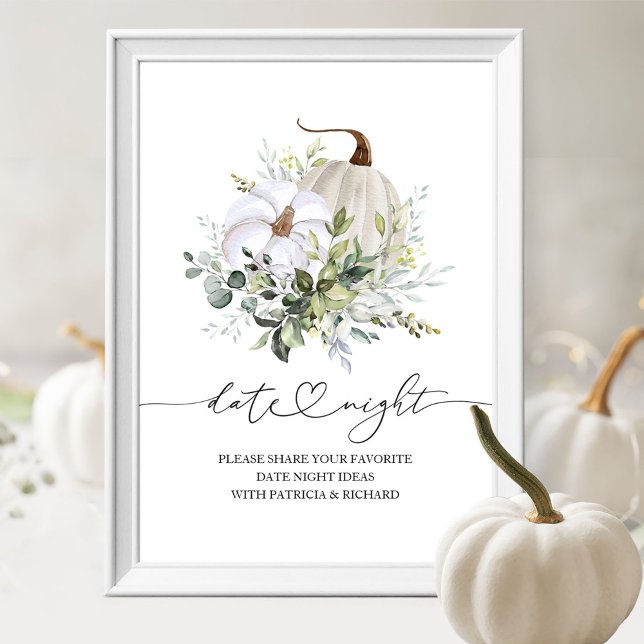 Greenery Pumpkin Fall Date Night Jar Sign Poster (Von Creator hochgeladen)
