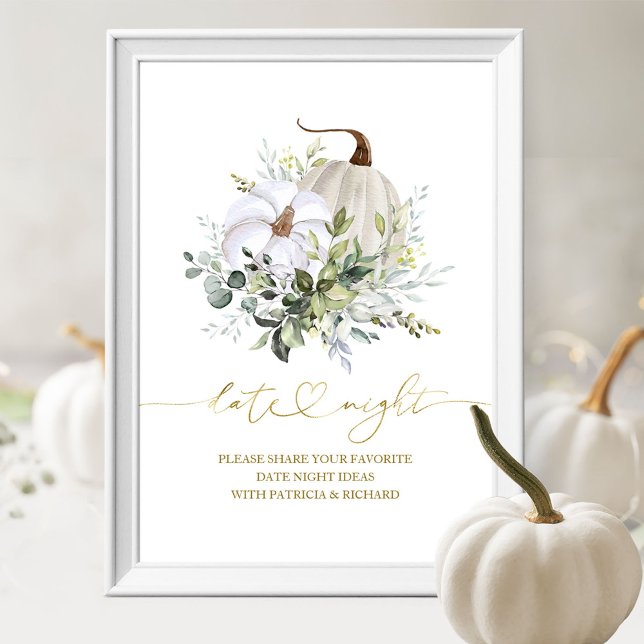 Greenery Pumpkin Fall Date Night Jar Sign Poster (Von Creator hochgeladen)