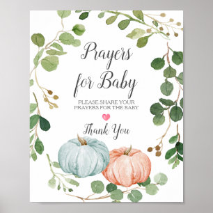 Greenery Pumpkin Gender Reveal Gebete für Baby Poster