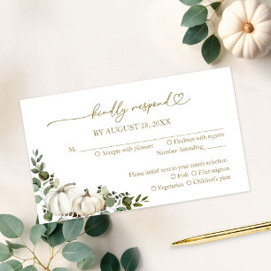 Greenery Pumpkin Hochzeit im Herbst RSVP Card Begleitkarte