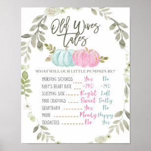 Greenery Pumpkin Old Ehefrauen Males Gender Reveal Poster