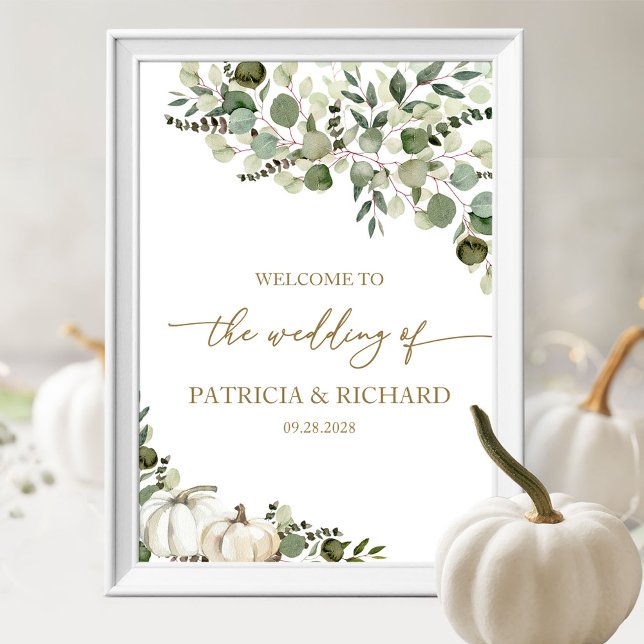 Greenery Pumpkin Wedding Willkommen Poster (Von Creator hochgeladen)