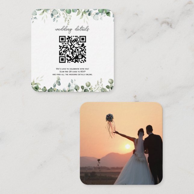 Greenery QR Code Foto UAWG Einladung (Vorne/Hinten)