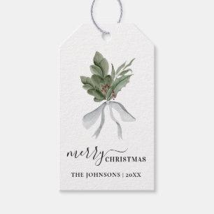 Greenery Red Berries Holiday Gift Tags Geschenkanhänger