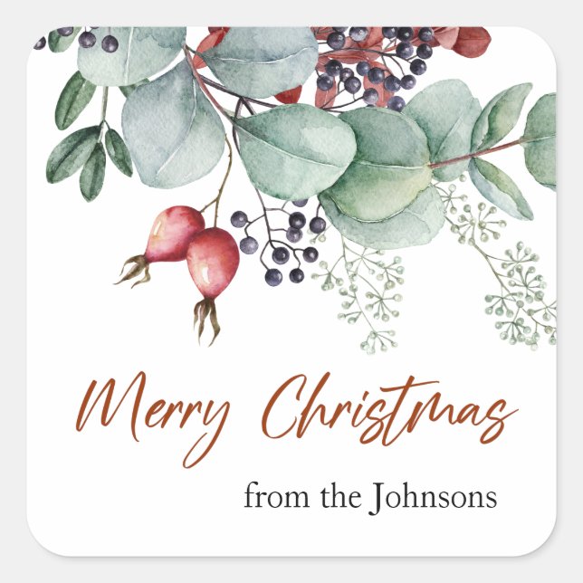 Greenery Red Green Christmas Sticker (Vorderseite)