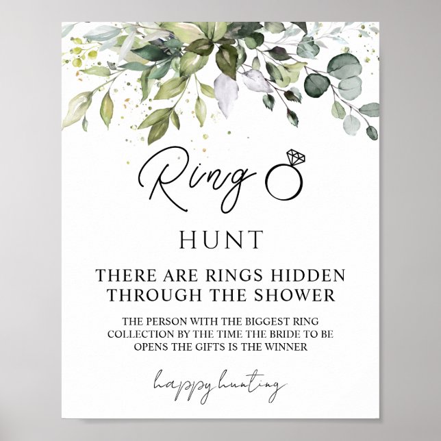 Greenery Ring Hunt Brautparty Game Poster (Vorne)