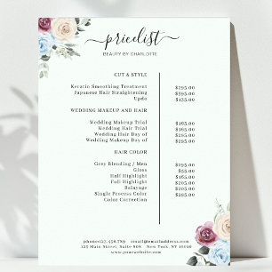 Greenery Rose Salon Price List Poster