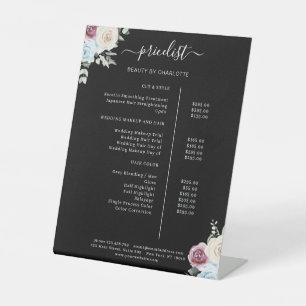 Greenery Rose Salon Price List Poster Sockelschild