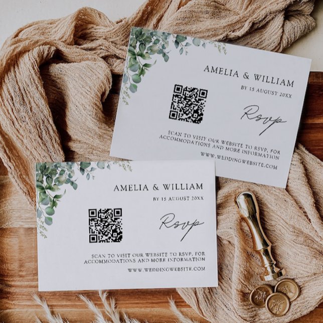 Greenery RSVP Card Hochzeitsvorlage (Greenery RSVP Card Wedding Template)