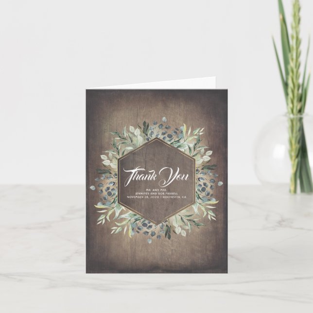 Greenery Rustic Country Wedding Vielen Dank Dankeskarte (Vorderseite)