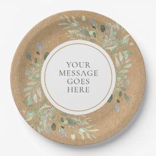 Greenery Rustic Kraft Wedding Pappteller