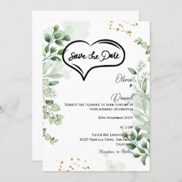 Greenery Rustic Save The Date Invitation Einladung