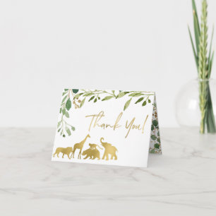 Greenery Safari Animal Falted DankeYou Card Einladung