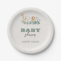 Greenery Safari Baby Shower 7" Round Paper Teller