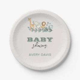 Greenery Safari Baby Shower 7" Round Paper Teller