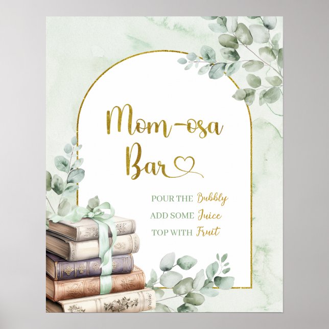 Greenery Sage Storybook Baby Shower Mama-osa Poste Poster (Vorne)