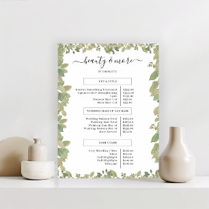 Greenery Salon Preisliste Poster
