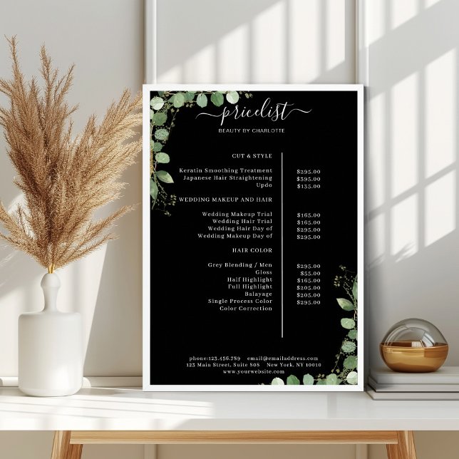 Greenery Salon Price List Poster (Von Creator hochgeladen)